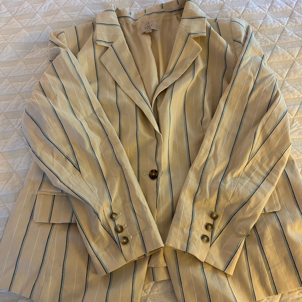 LOFT Plus Striped Linen Blend Blazer